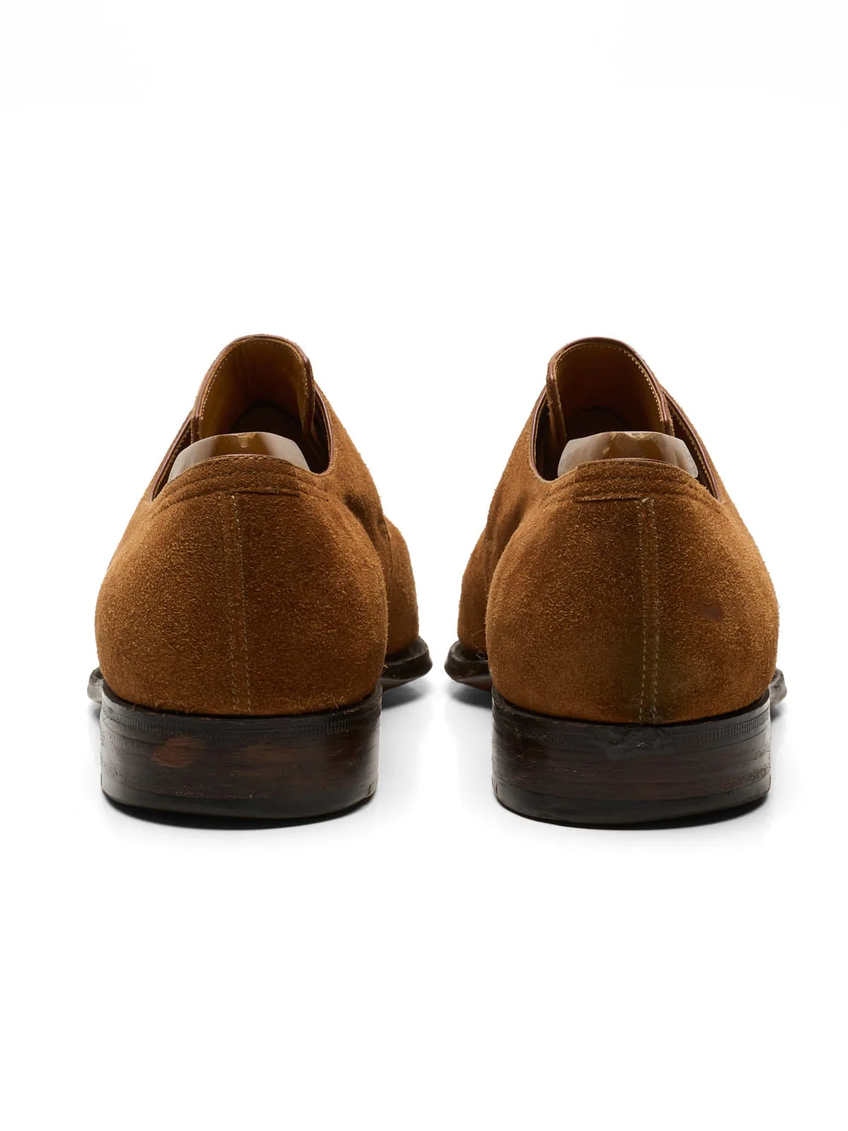 CORTHAY Paris Arca Light Brown Suede Leather 2 Eyelet Derby Shoes Size 7.5