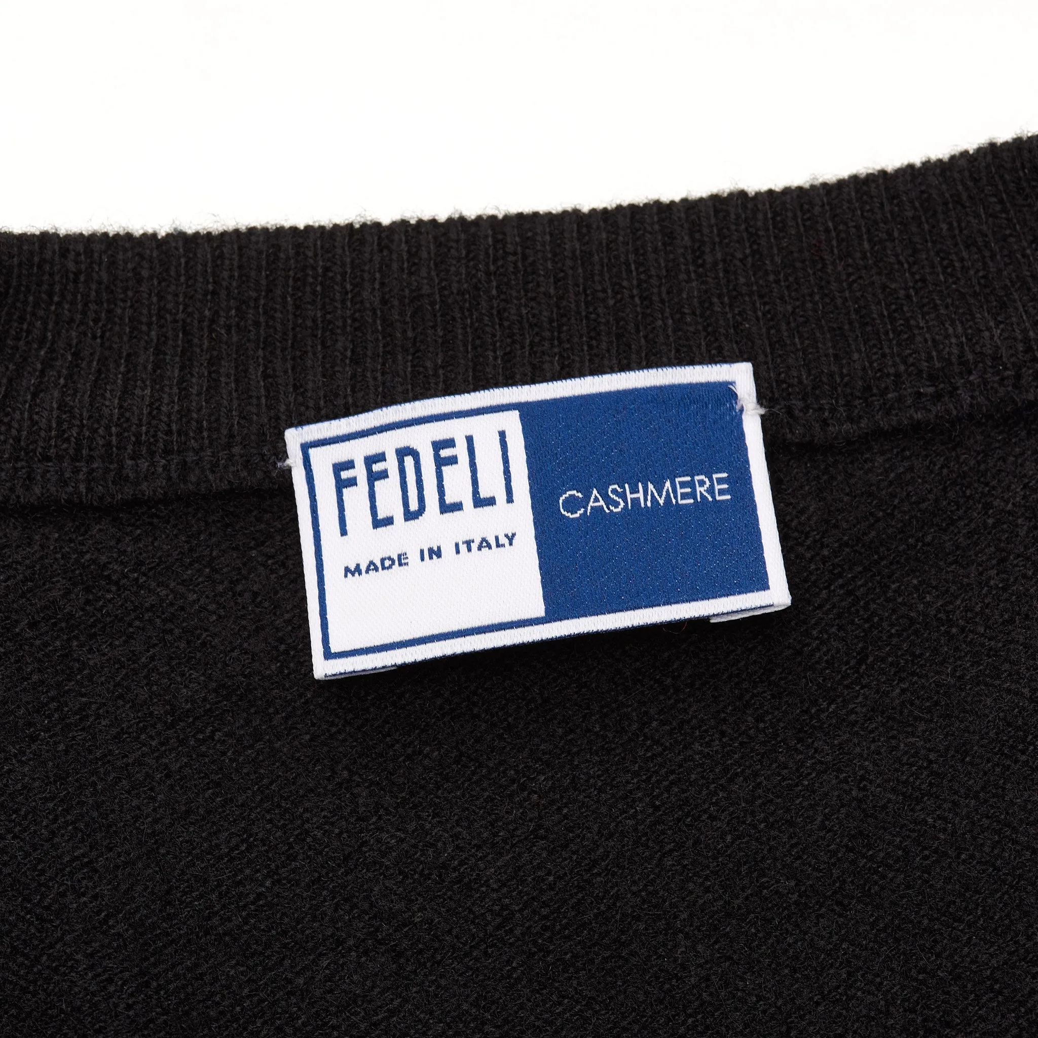 FEDELI Black Cashmere V-Neck Sweater 60 NEW 4XL