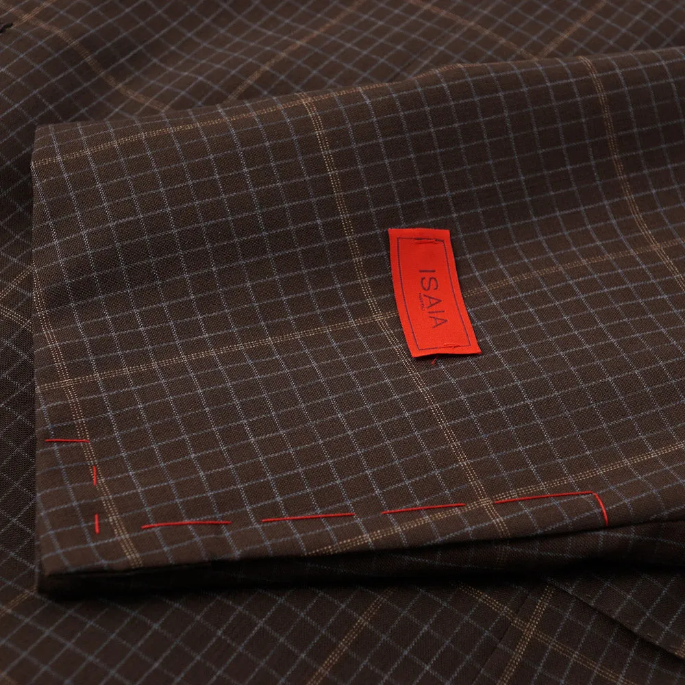 Isaia Brown Check 'Super 130s Travel' Wool Suit