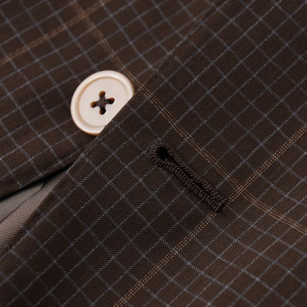 Isaia Brown Check 'Super 130s Travel' Wool Suit
