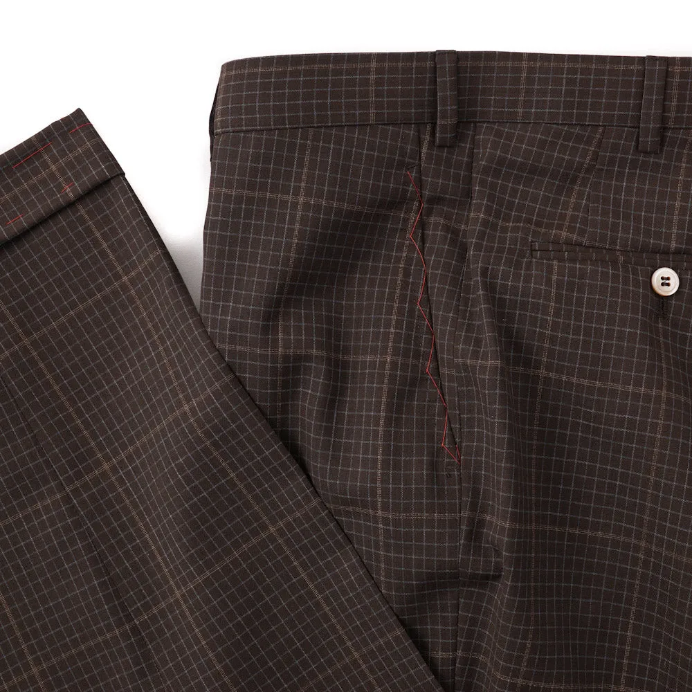 Isaia Brown Check 'Super 130s Travel' Wool Suit