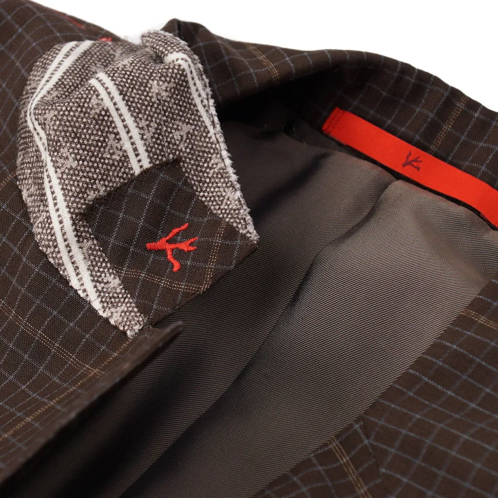 Isaia Brown Check 'Super 130s Travel' Wool Suit