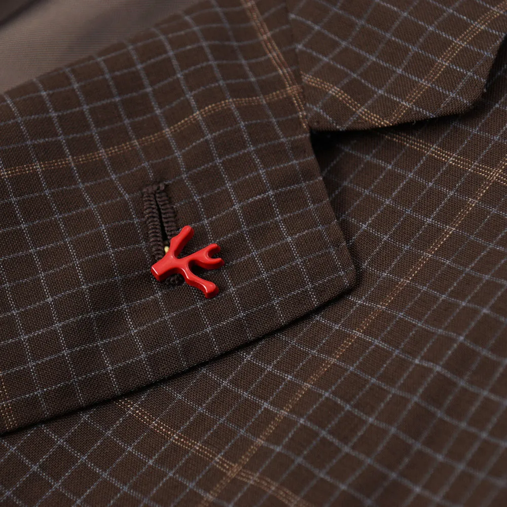 Isaia Brown Check 'Super 130s Travel' Wool Suit