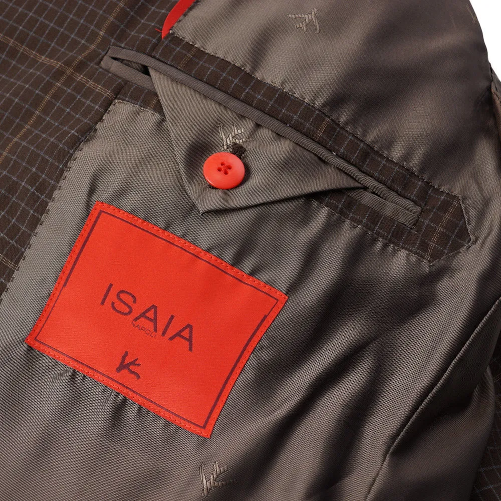 Isaia Brown Check 'Super 130s Travel' Wool Suit