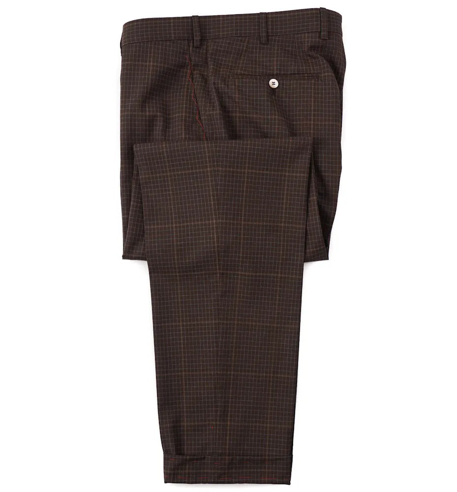 Isaia Brown Check 'Super 130s Travel' Wool Suit
