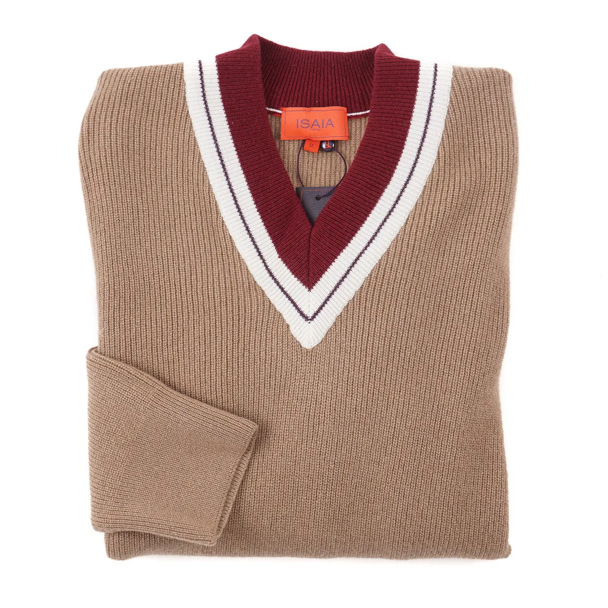 Isaia Cashmere Sweater with Contrast Details