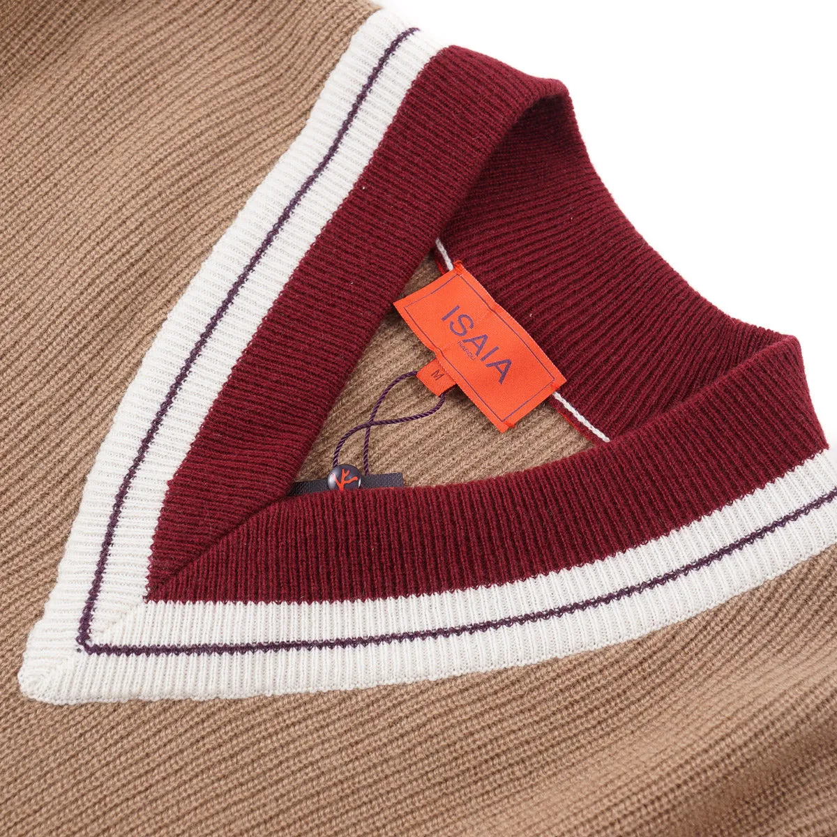 Isaia Cashmere Sweater with Contrast Details