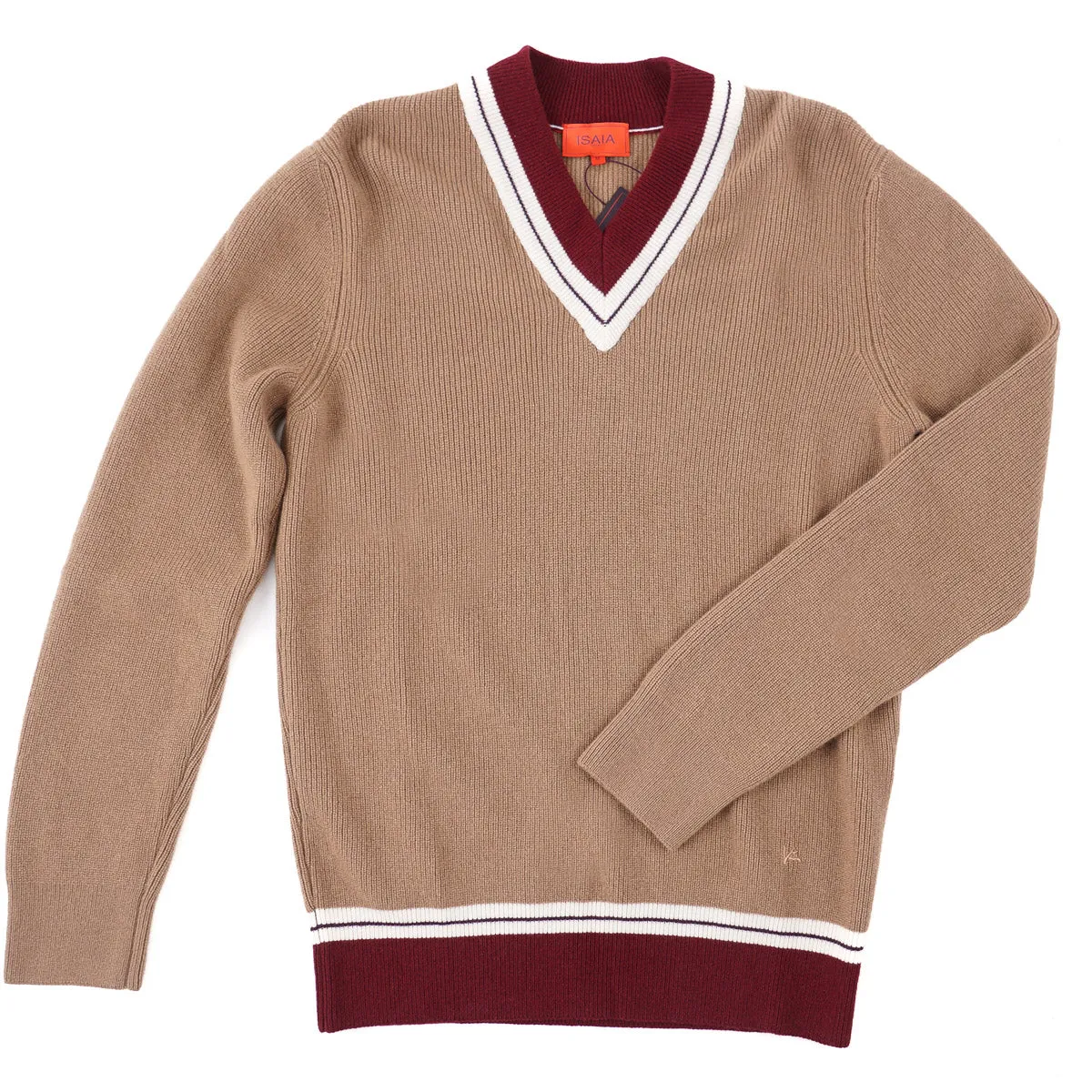 Isaia Cashmere Sweater with Contrast Details