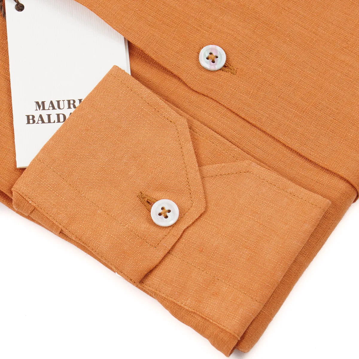 Maurizio Baldassari Band Collar Linen Shirt
