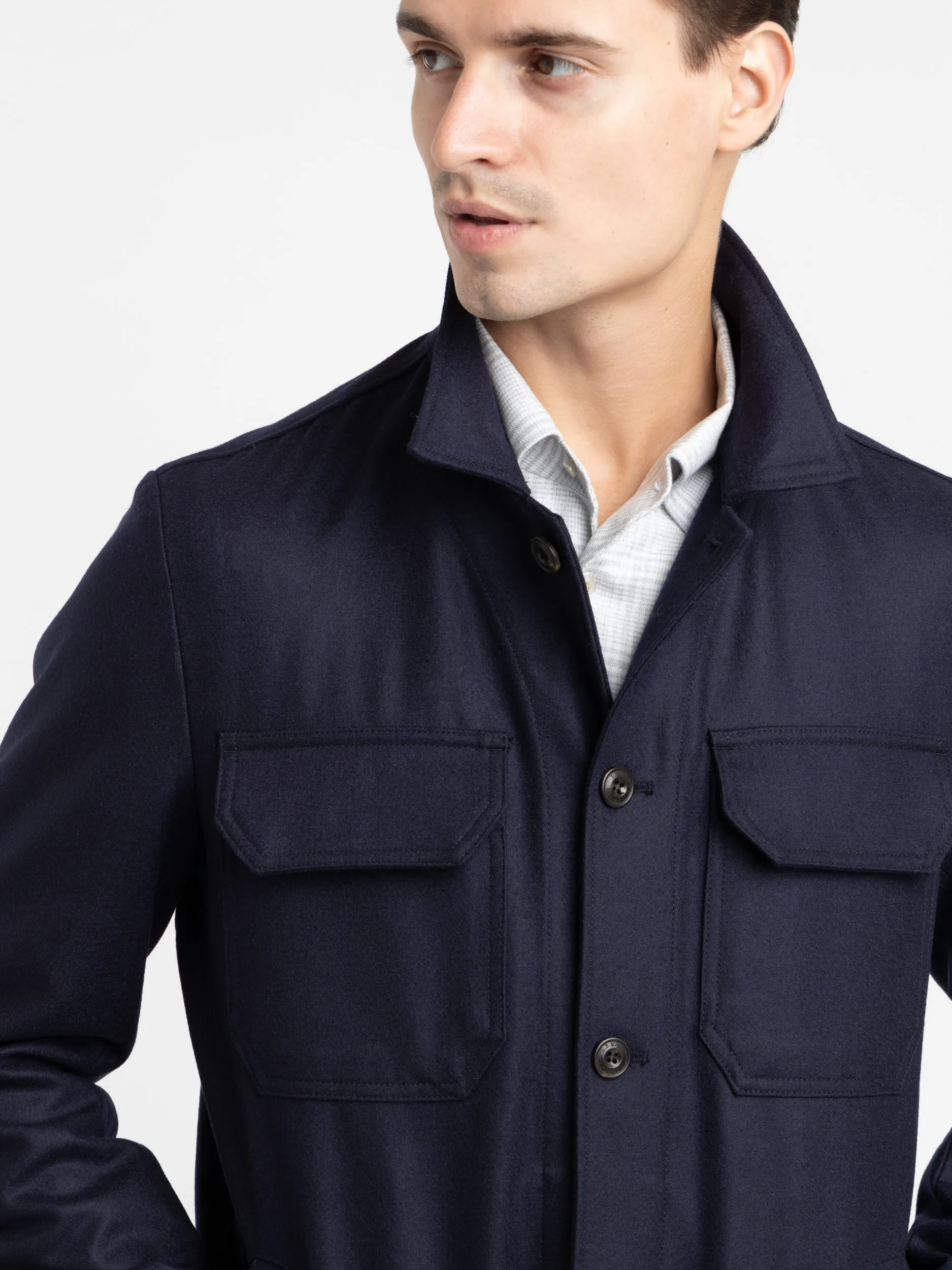 Navy Wool Overshirt
