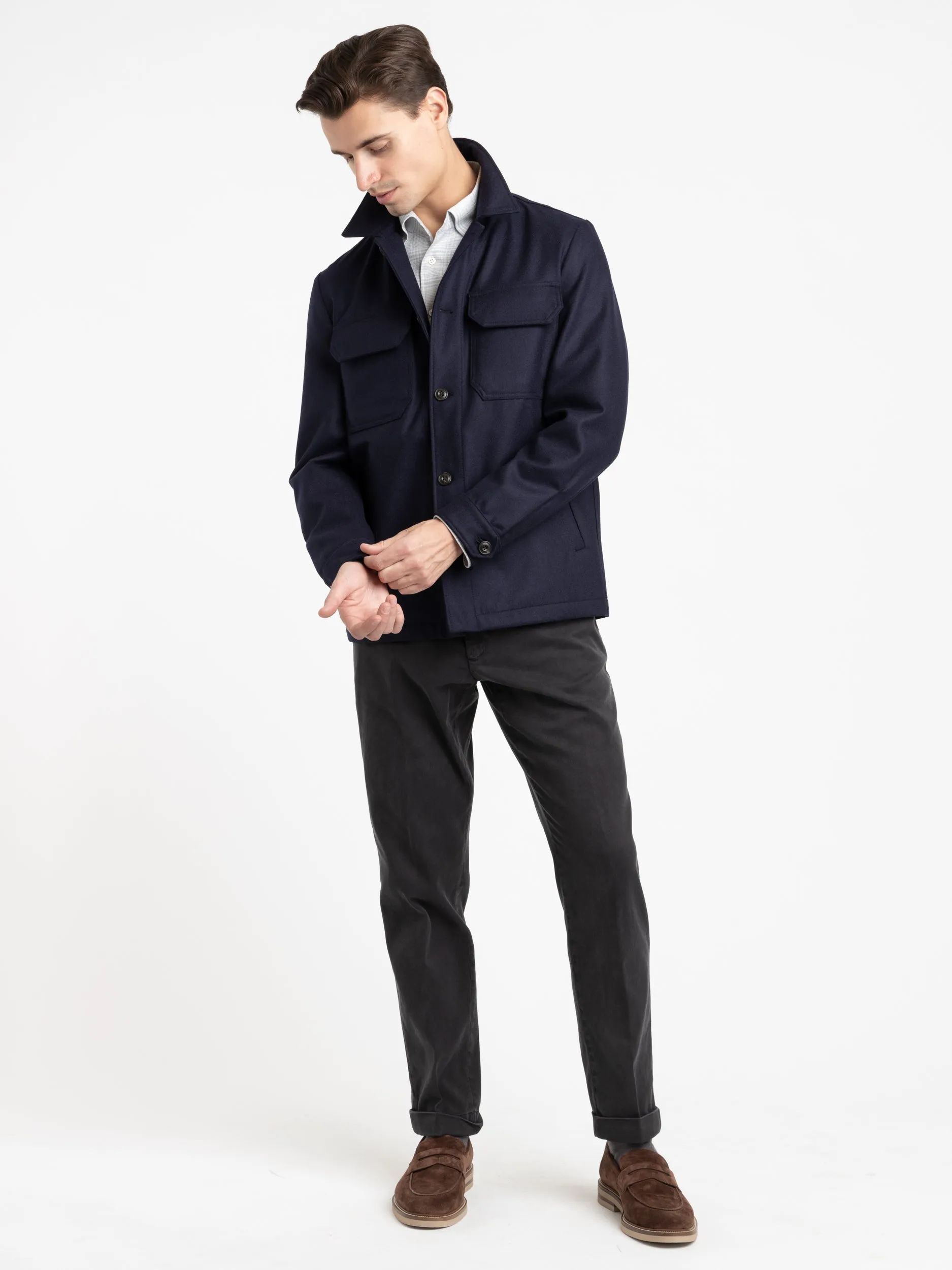 Navy Wool Overshirt