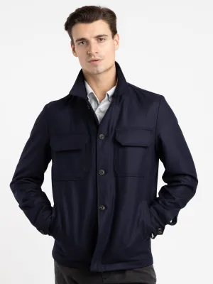 Navy Wool Overshirt