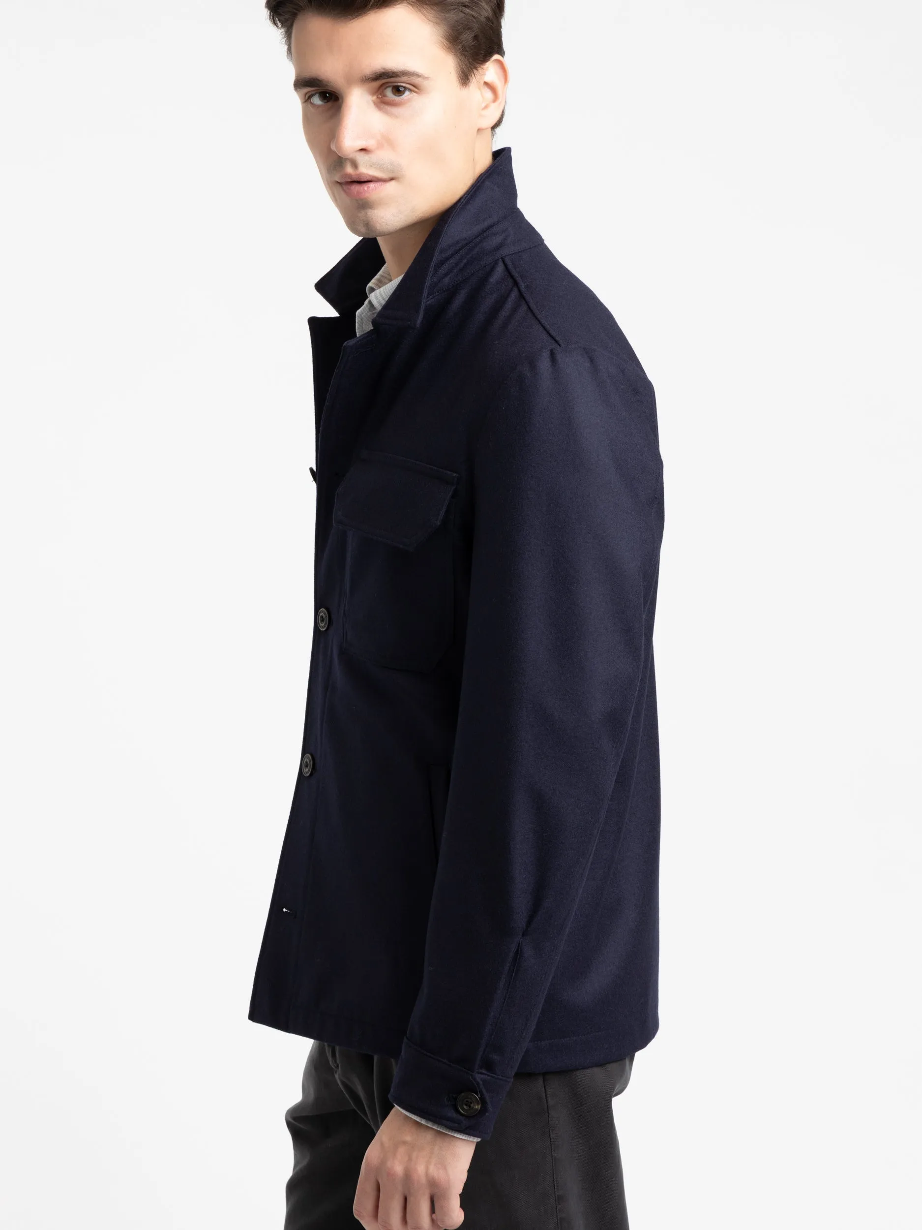 Navy Wool Overshirt