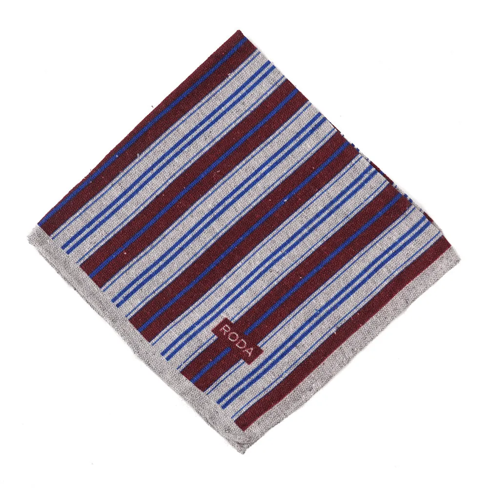 Roda Striped Wool-Silk Pocket Square